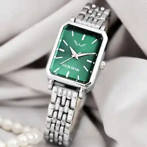 LOUIS DEVIN Silver Metal Bracelet Analog Watch  - For Women LD-LS193-GRN-CH